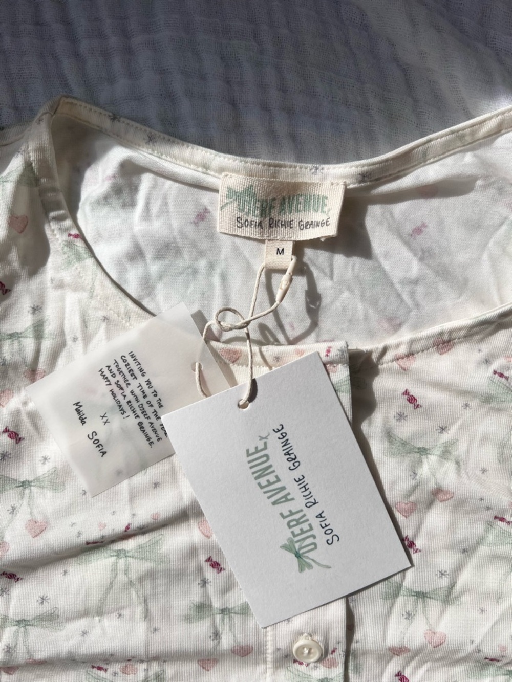 Djerf Avenue x Sofia Richie Cardigan Size M Holiday Bow Lyocell Cropped